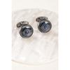 Silver Color Shiny Blue Stone Cufflink