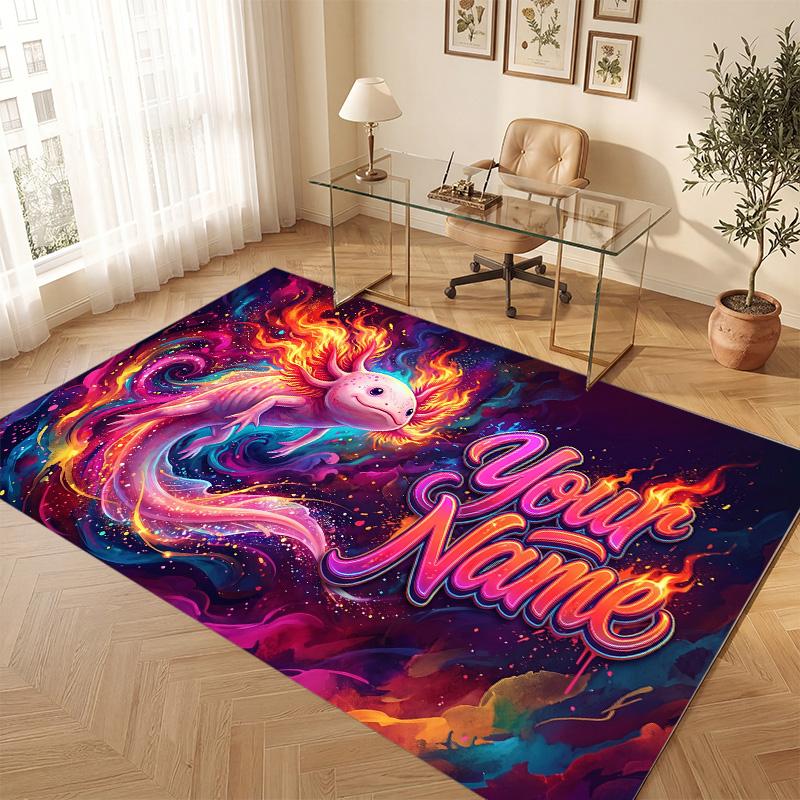 Decorative Artwork Theme Soft Crystal Velvet Rug Custom Name & Text Print Non Slip Floor Rug for Bedroom Living Room