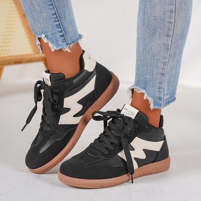 2024 New Fashion Women's Flat Bottom Leather Surface Soft Bottom Non-slip Lightweight Lace-Up Casual Sneakers