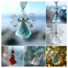 Sea Glass Decor 6 Pieces Angel Holiday Pendant 2D Acrylic Christmas Tree Decorations For Workplace Living Room Kitchen Entryway
