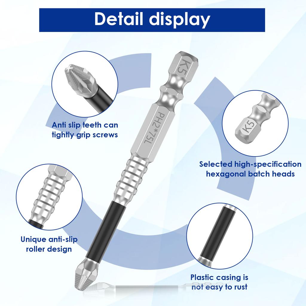 18 Pcs Magnetic Screwdriver Drill Bit Set Multi Size Carbon Steel Hex Shank Nonslip Impact Driver Bit for Maintenance Hand Tools