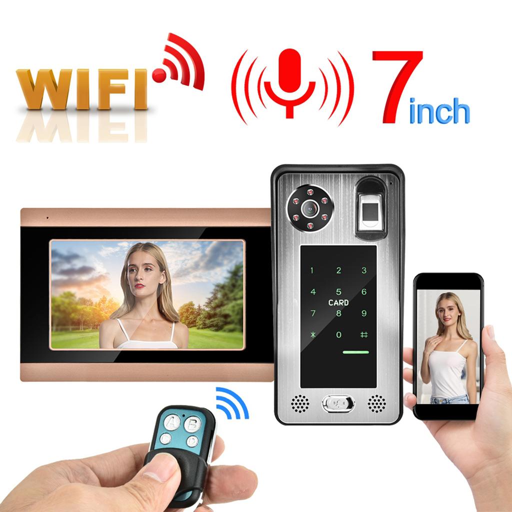 Remote Control Fingerprint Password 7 Inch LCD Wifi Video Camera Doorbel
