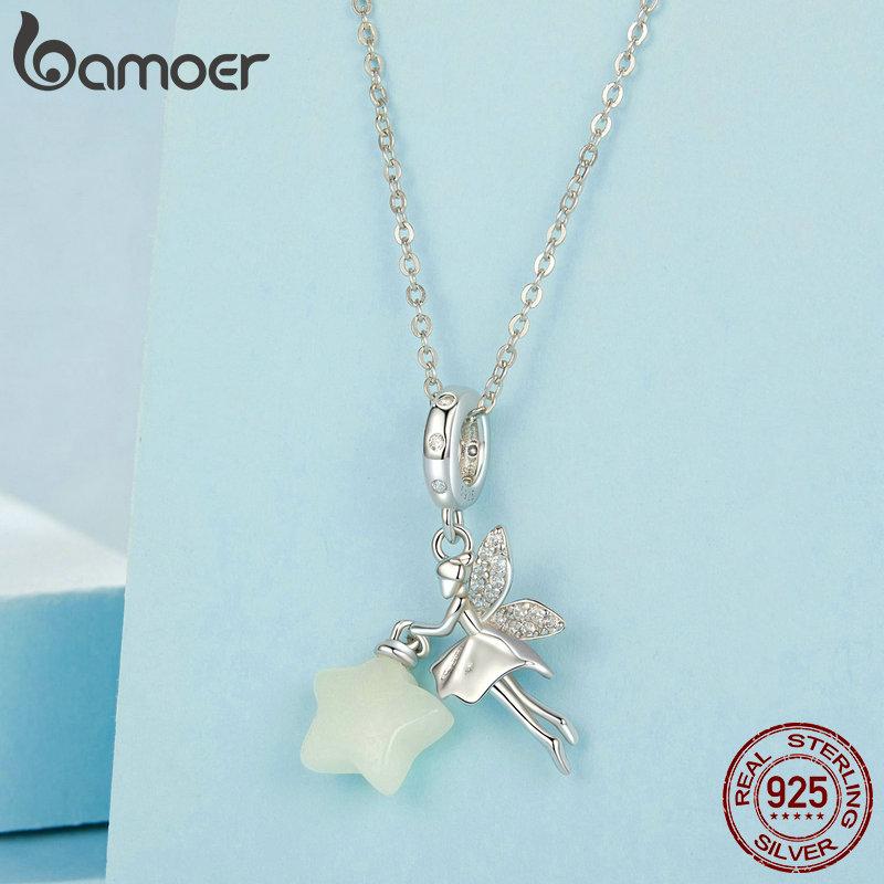 BAMOER Glow In The Dark 925 Sterling Silver Magical Fairy Charm Fit Original Bracelet DIY 925 Bamoer Luminous Beads