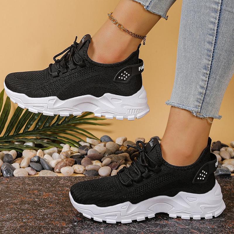 Fashion Fashion Knitted White Sneakers for Women Summer Mesh Breathable Platform Sports Shoes Woman Thick Bottom Non Slip Running Shoes