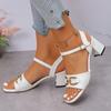 2025 Summer Korean Fashion Fish Mouth One Line Buckle High Heel Fashion Casual Large Metal Buckle Fairy Style Sandals Zapatillas