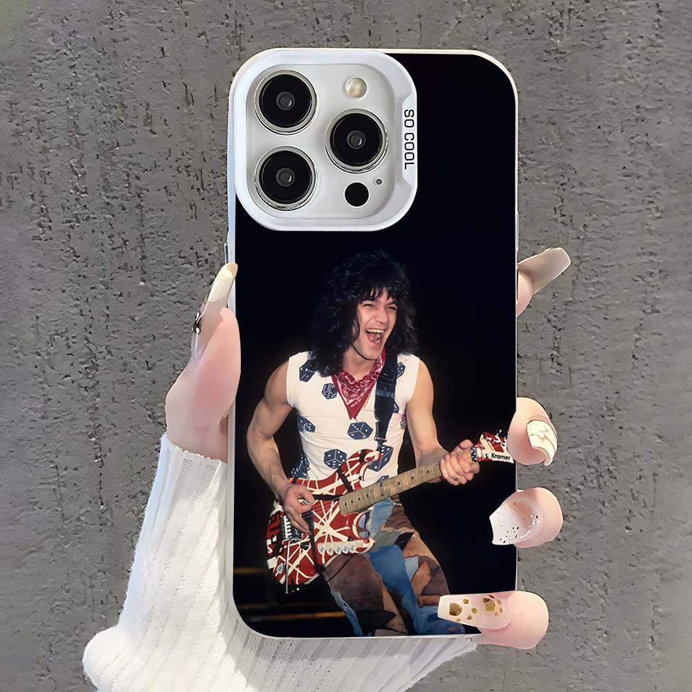 E-Eddie Van H-Halen Phone Case For iPhone 17,16,15,14,13,12,11,Pro,XS,Max,Plus,Mini,SE White Candy Matte Shockproof Cover