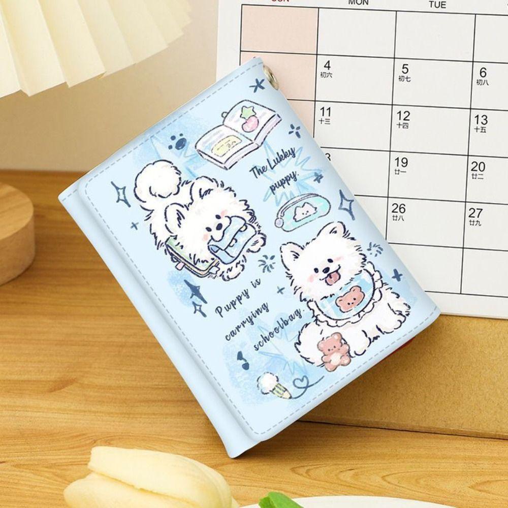 Sweet Graffiti Dog Cat Wallet Leather Dream Purse Bag Lovely Three Fold Short Wallet Girls