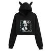 Blue Lock Women's Hooded Crop Top - Spring & Autumn European Style Sweatshirt