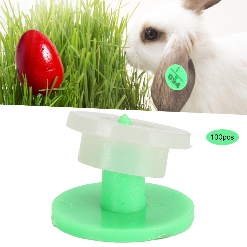 100pcs 0.7in Ear Tag Signs Marker Livestock Supplies for Rabbit Fox Mink Number Animal IdentificationGreen