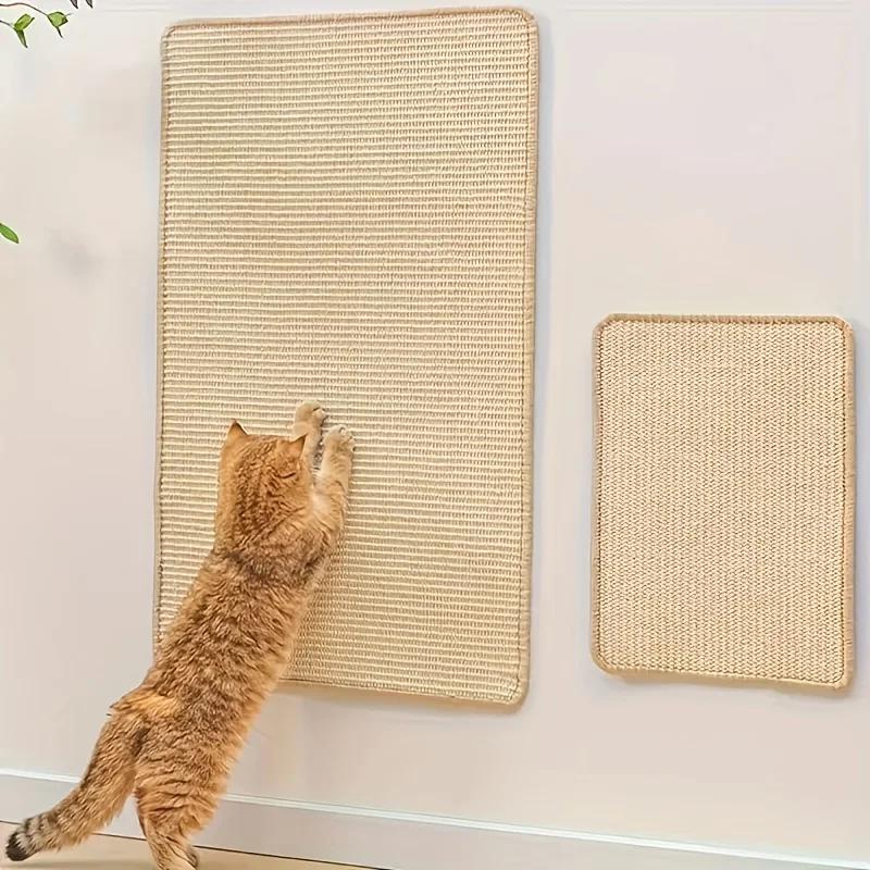 Wall-Mounted Sisal Cat Scratcher Mat, Durable Scratch Pad for Summer Indoor Cats, Furniture Protection & Kitten Claw Care