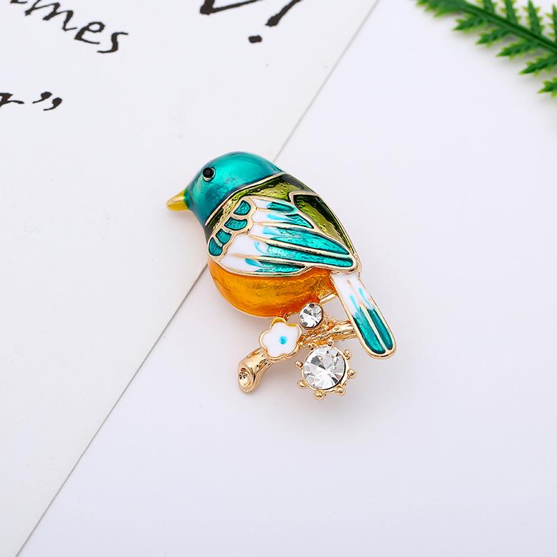 Broche animal incrustée de perles – Bijou de corsage en alliage style dessin animé en forme de goutte d'huile pour femme