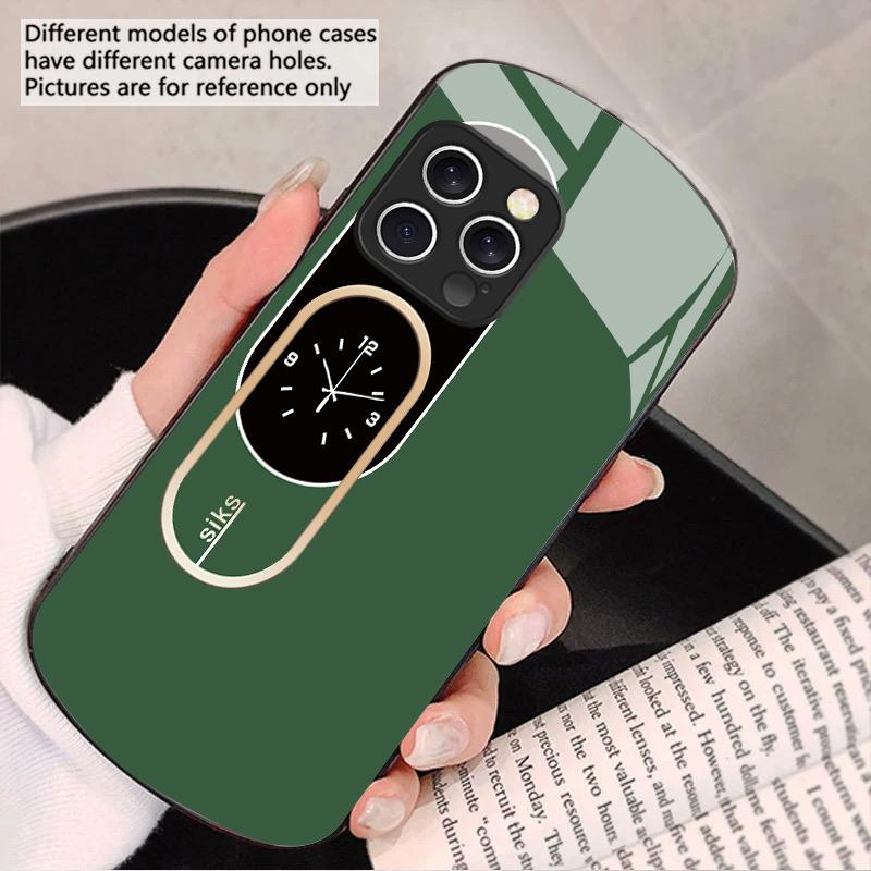 Wanduhr Farbmuster Für iPhone 16 15 14 13 Plus 12 mini 11 Pro Max XR Xs Max X 7 8 6 6S 2022 Elliptische Glas-Handyhülle