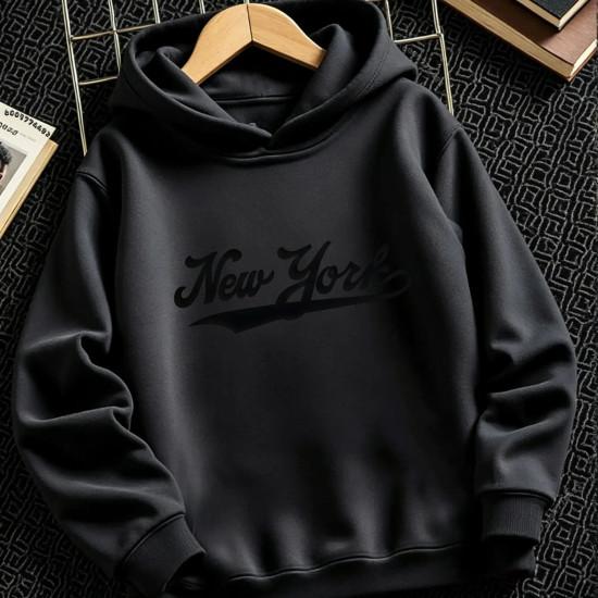 Vintage Letter New York Kids Hoodie Casual Loose Pullover Hooded Sweatshirt for Children