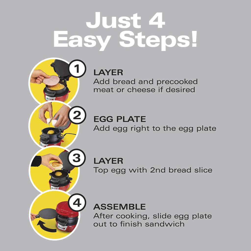 5-Minute Breakfast Sandwich Maker with Egg Cooker Ring – Non-Stick, Easy Clean for Burgers, Omelettes & More