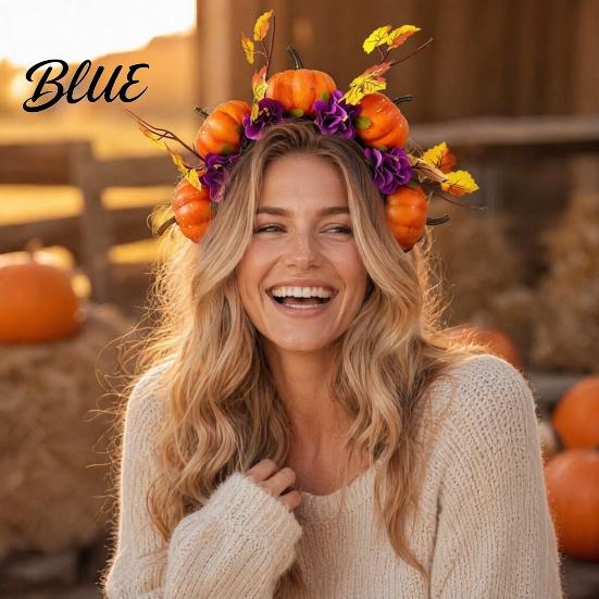 Non-slip Headband Halloween Hair Hoop Black with 3D Pumpkin Autumn Leaves Day Of The Dead Red Flowers Universal Thanksgiving Party Accessory Hoop