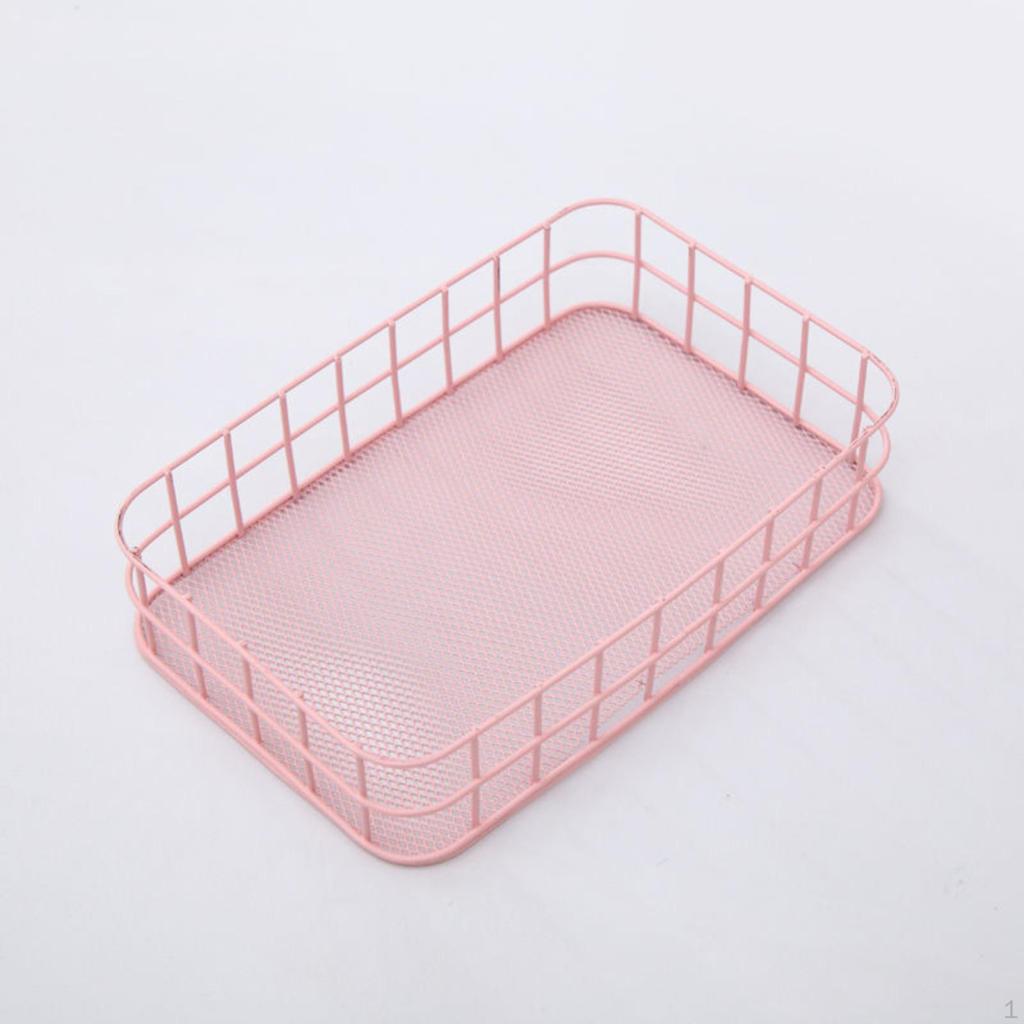 Rectangular Iron Mesh Storage Basket, Desktop Organizer, MultiPurpose Box, Home Office,