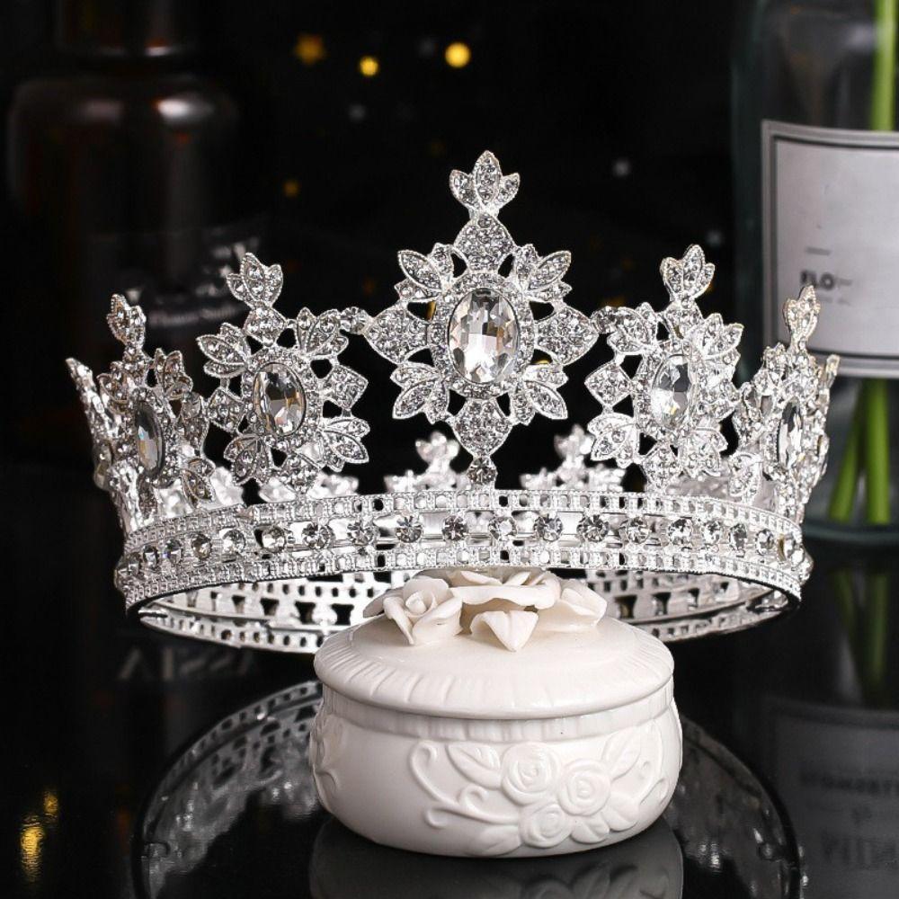 Elegant Baroque Queen Tiaras Luxury Wedding Head Wear Rhinestone Diadem Photography Props