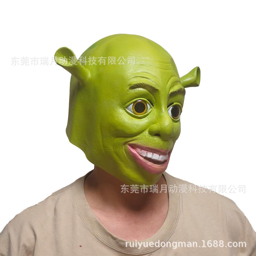 2026Shrek Mask cos Green Monster Mask Cartoon Mask Carnival Party Adult Headgear Latex