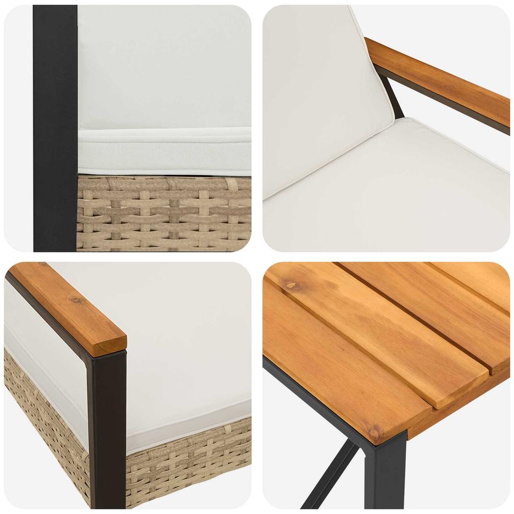 Garden Furniture Set 3 Pcs Beige and Cream Poly Rattan