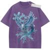 Summer Mens Black Washed T  Shirt Pokemon Articuno Snowflake Ice Blue High  Quality Fabric for Casual Shopping