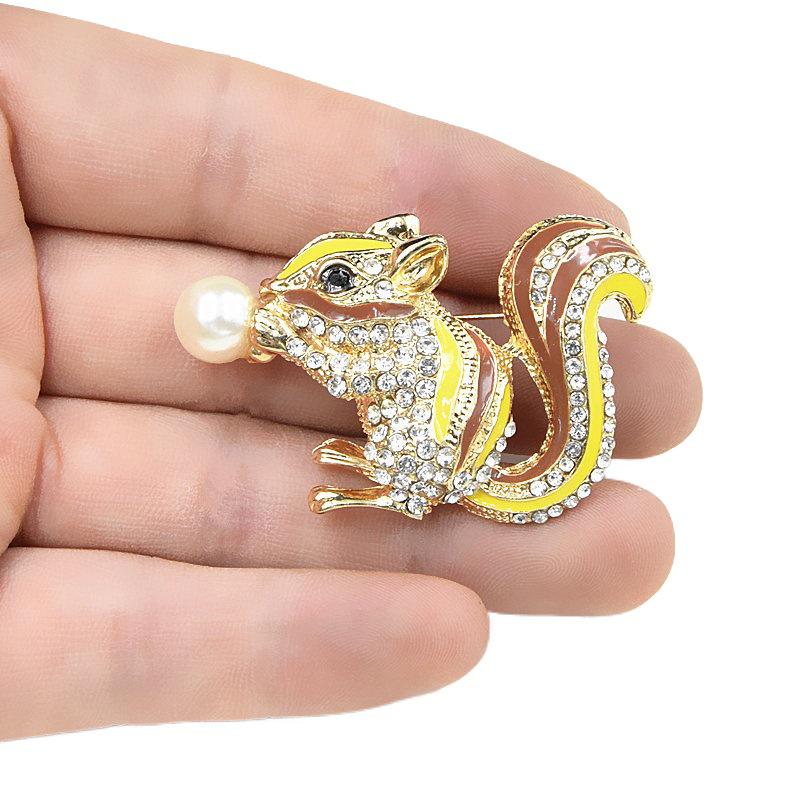 Personalized Cute Rhinestone Squirrel Lapel Pin - Versatile Animal Brooch & Jewelry Accessory