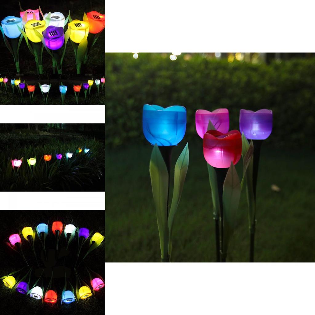 Solar Tulip Lawn Light With Ip44 Protection Long-lasting 16 Hour Illumination