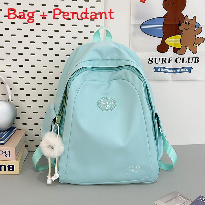 Simple Pure Color Student Backpack With Padded Shoulder Straps For Girls