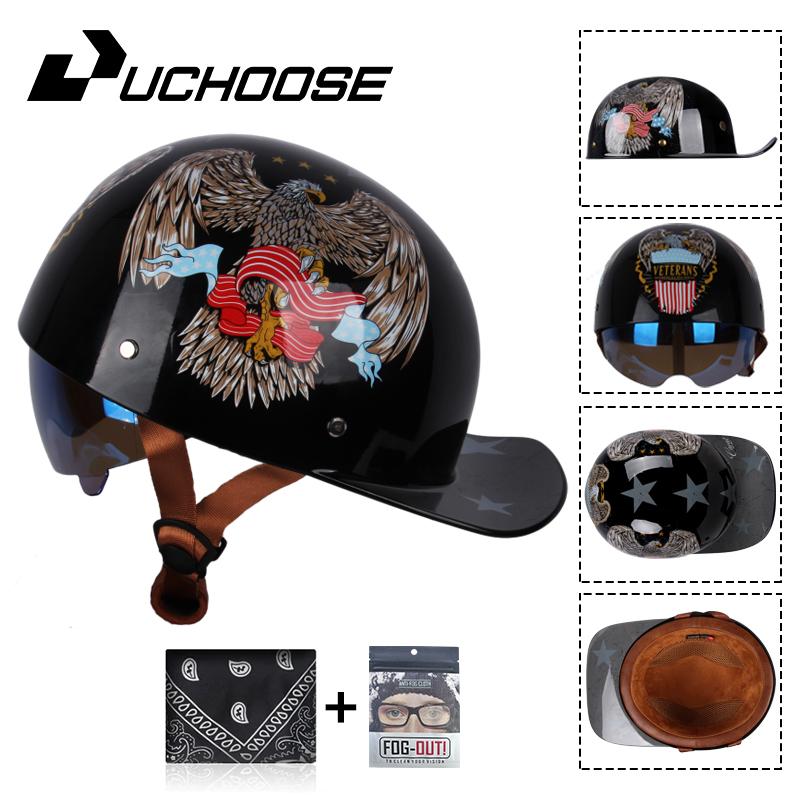 Uchoose Baseballová čepice Helma Motocykl Vintage Retro Helmy Summer Open Face Scooter Cruiser Chopper Gangster DS Muži Ženy Kid