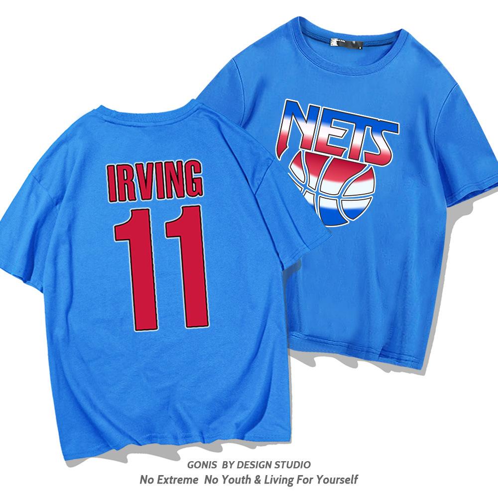 Nets Irving No. 11 Short Sleeve T-Shirt Men's Basketball Loose Cotton Half Sleeve Youth Student Clothes