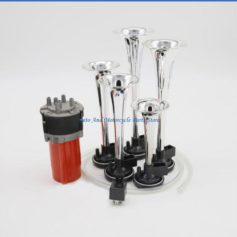 P9FD Car 125db 12V 5 Trumpet Musical Dixie Of Hazzard Electronic Chrome Air Horn