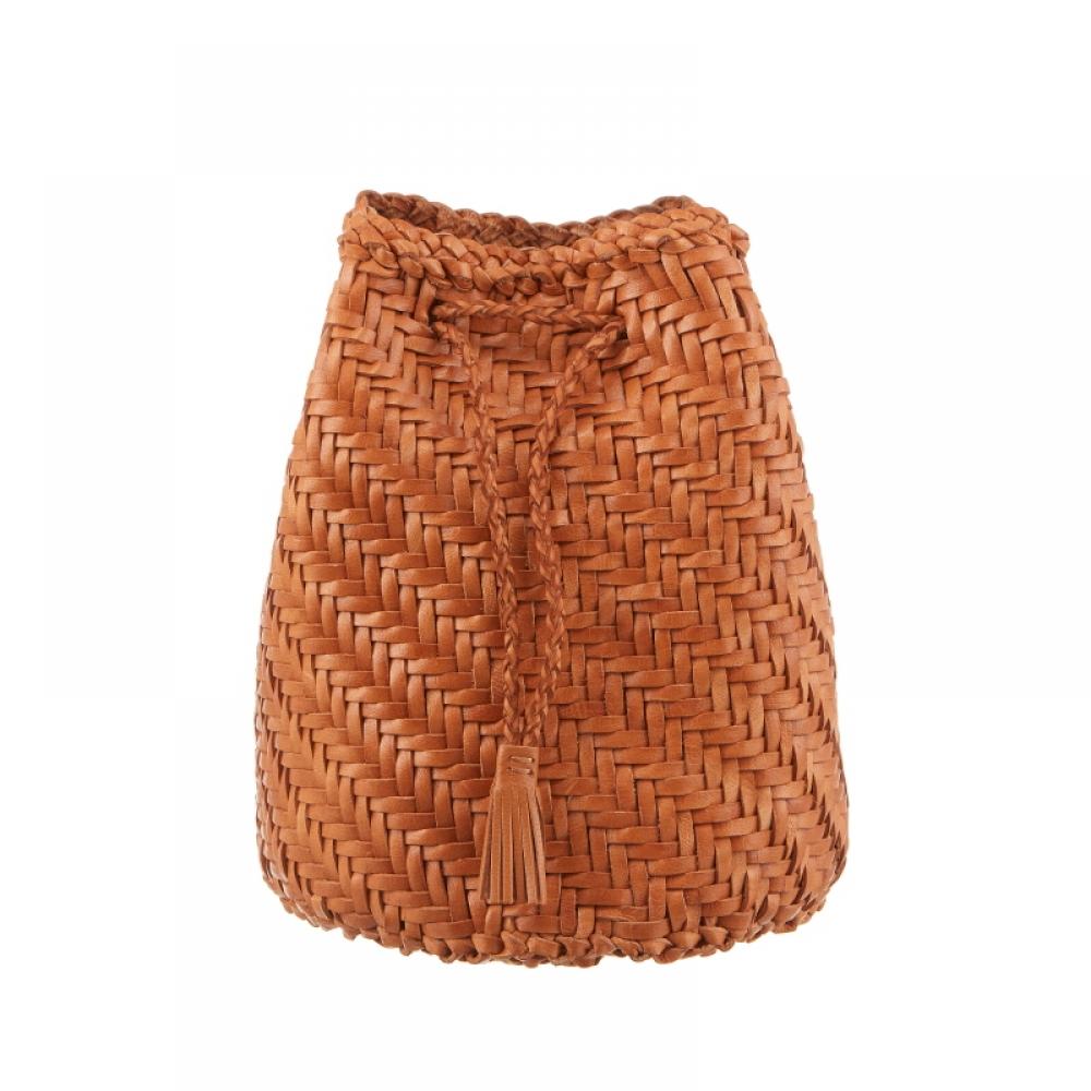 Dragon Diffusion 8838 Cuoio Pom Pom Double Jump Shoulder Bag