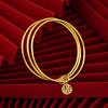 Multi Circle Triple Ring Thin Bangles for Women Simple Gold Color Plain Hoop Bracelet Wedding Birthday Jewelry Gifts