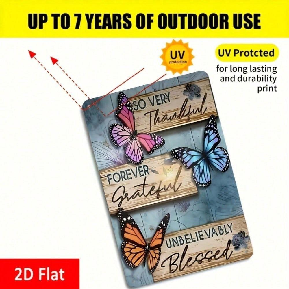 Vintage Metal Sign Butterfly Wall Decor Motivational Quote Rustic Iron Poster for Home Office