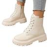 New autumn and winter large size Martin boots locomotive boots thick-soled round head white short boots