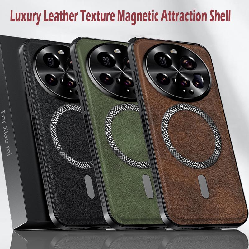 Luxury PU Leather Case For Xiaomi MI 15 Ultra 14 Ultra 15 14 13 12 Pro 15S Pro Magsafe Magnetic Lens Protection Shockproof Cover