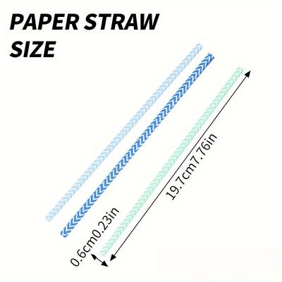 100pcs, Striped Paper Straw, Suitable for Holiday Parties, Family Parties, Table Coffee, Decoration Straws