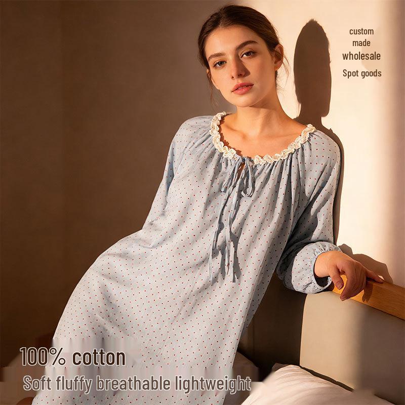 Rochie Pijama din Dantelă pentru Femei Primăvara 2026 - Stil Prințesă Dulce Japoneză, Mânecă Lungă, Material Ușor pentru Interior și Exterior