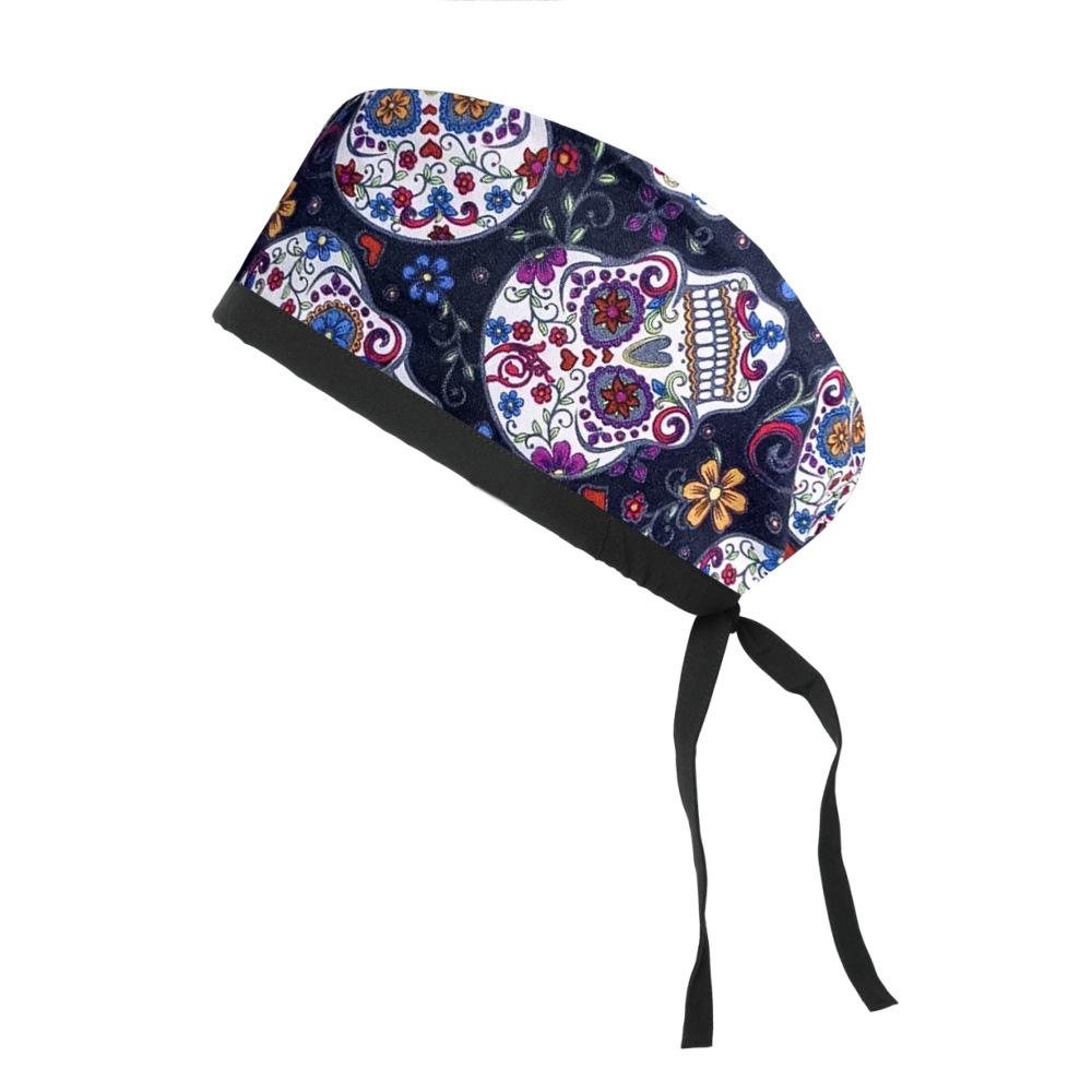 Adjustable Cotton Surgical Cap with Cartoon Print for Women and Men