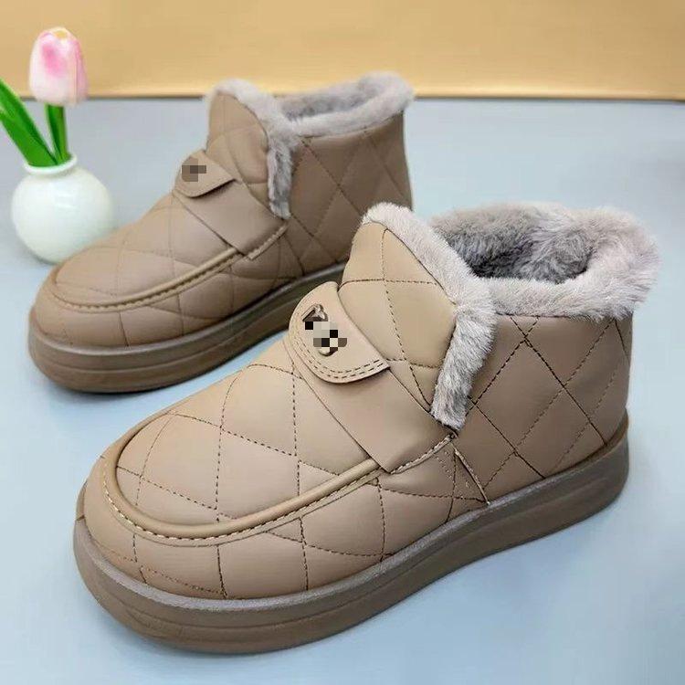 

Зимние ботинки с флисом и утолщенные, женские хлопковые ботинки, нескользящая толстая подошва, легкая и нескользящая обувь 40 хаки