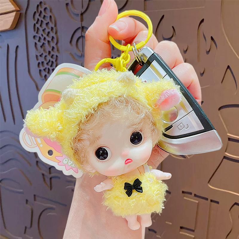 Doll Sweet Face Girl Keychain Princess Beautiful Dress Up Toys Cute Safety Movable Joint Doll Bag Pendant Car Charm Girl Gift