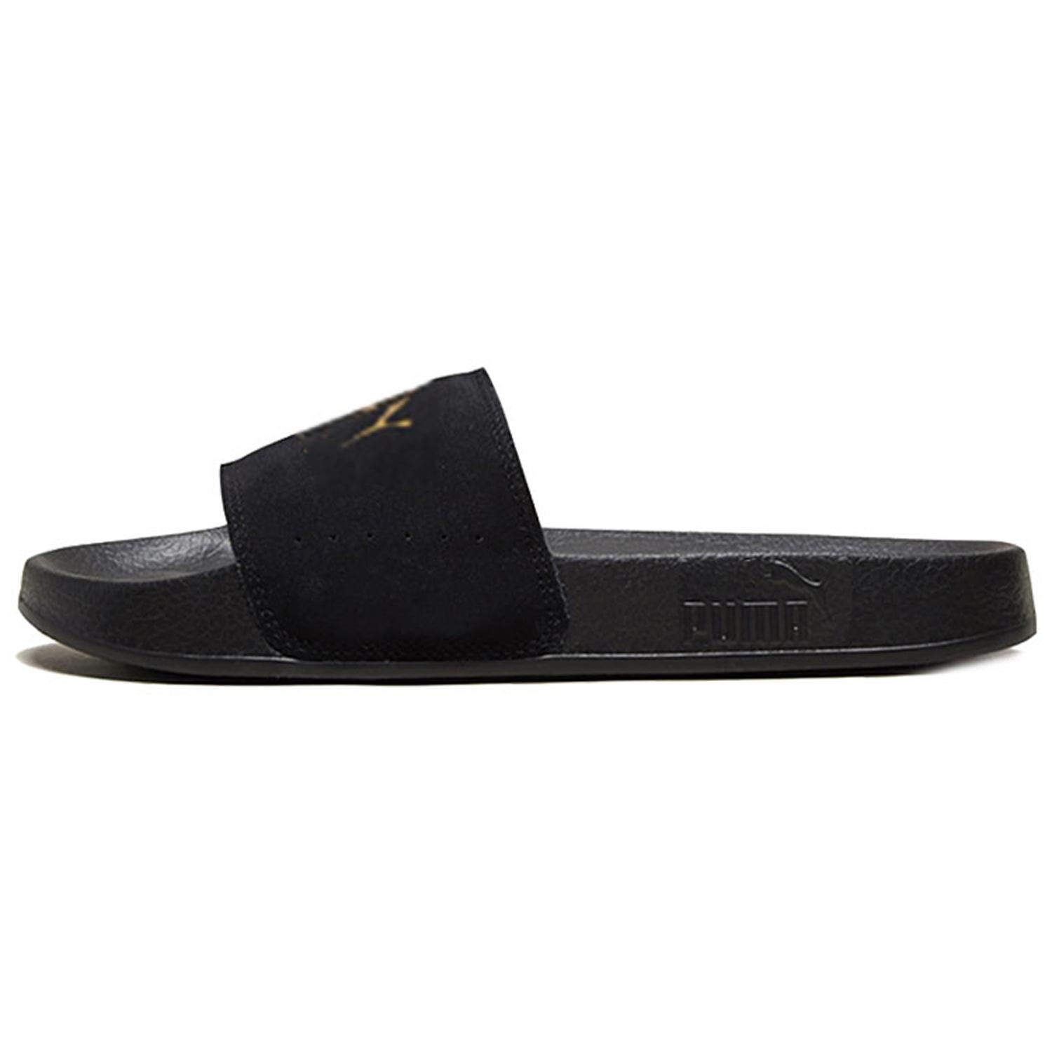 PUMA Leadcat Suede Slide Black Team Gold 365758-01 35.5