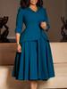 Women's Autumn Fashion Plus Size Dress with Blazer Collar, Solid Color A-Line Maxi Dress for African Women