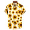 Camicie Hawaiane da Uomo Stampa 3D Grafica Girasole Moda Bottoni Manica Corta Collo a Revers Streetwear Camicie Hawaiane per Uomo Estate