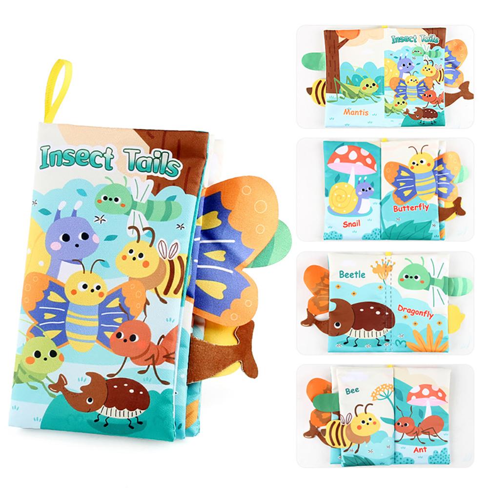 Baby Cloth Book Toys Cartoon Animals Tail  Educational Ringed Paper Cloth Book Toys Enlightenment Baby Toys 0-12 Months Gifts