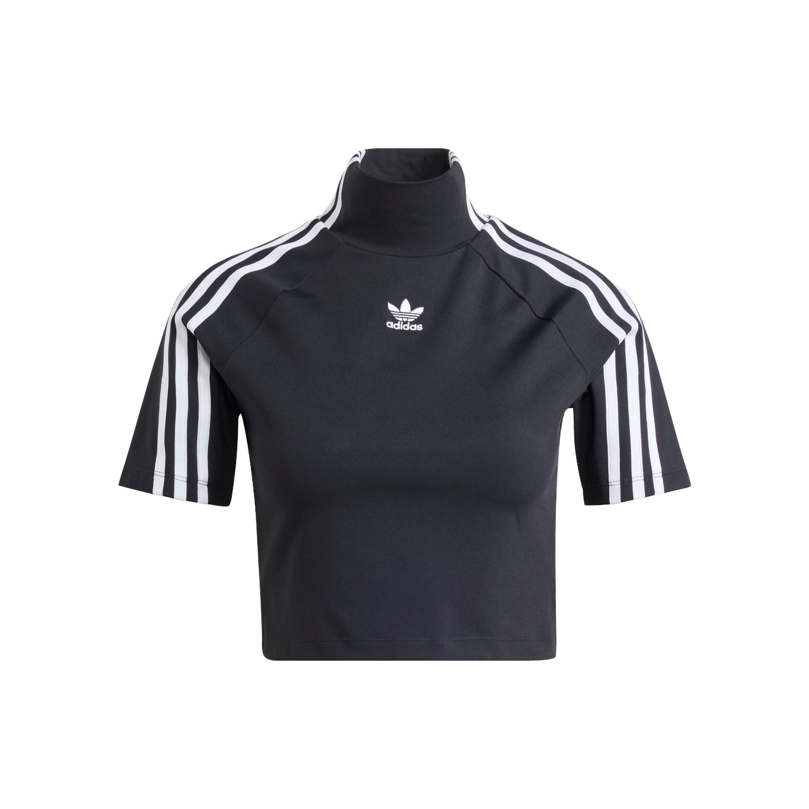 adidas Originals Women s Adilenium Tight Short Sleeve Turtleneck Crop Top Black IV9323 XXS