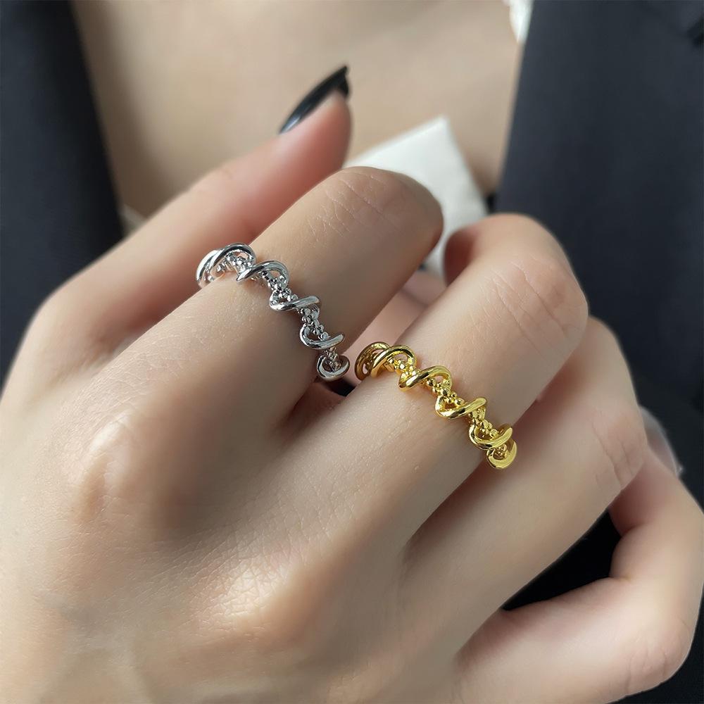 New spiral winding line ring open tail ring niche design curve wave plain ring ring ring