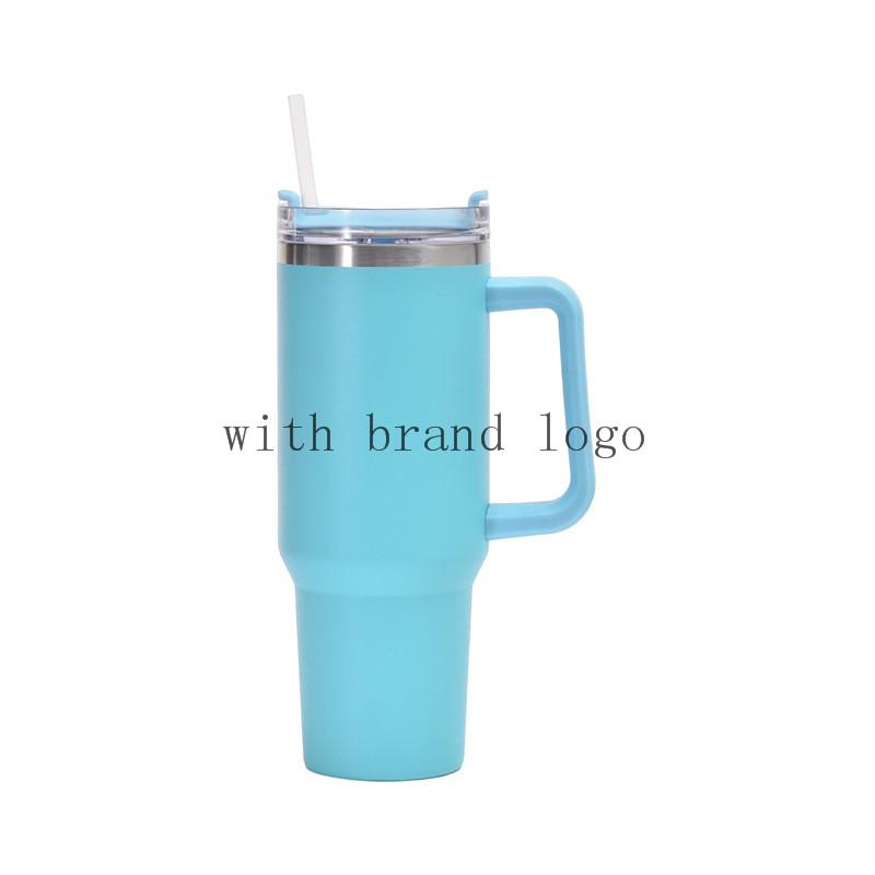With Logo 40 Oz Tumbler with Handle Insulated Mugs With Lids and Straws Stainless Steel Coffee Tumbler Cups Water