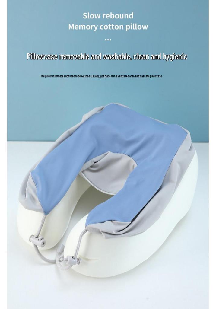 U-Shaped Memory Foam Travel Pillow: Detachable, Washable Ice Silk Cover for Cool Neck Support - Portable and Gift-Ready