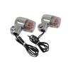 Universal Round Mini European Turn Signal, Silver/Clear, Set of 2