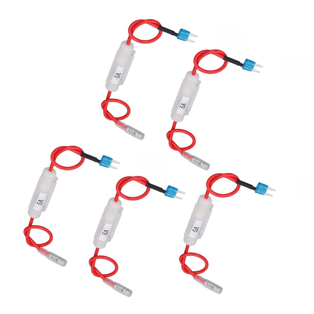 15A Blade Holder Connector, 5A Glass Tube, 16 AWG 12 Inch Red Wire 6 X 30mm, Ideal for Tight Spaces, with Quick Insertion and